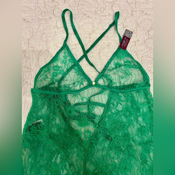 🍀 NWT - Adore Me - Green Lace Unlined Babydoll 🍀 - Picture 2 of 4